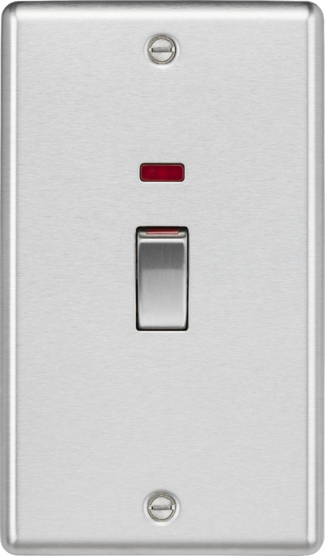 45A DP Switch with Neon - Brushed Chrome