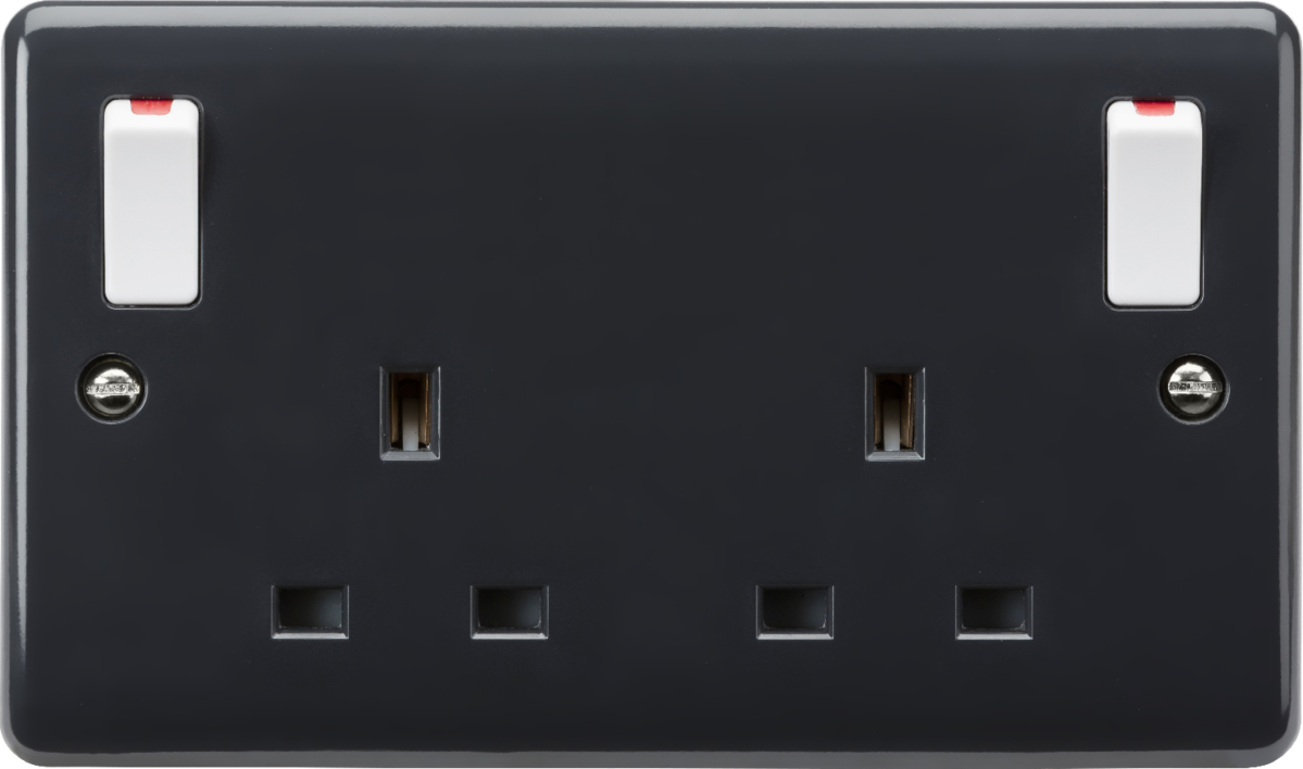 13A 2G DP Switched Socket with Twin Earths - Anthracite - Part M