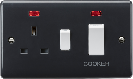 45A DP Switch with 13A Socket with Neons - Anthracite