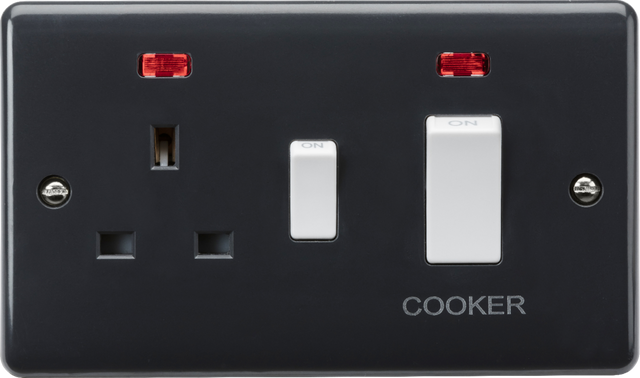 45A DP Switch with 13A Socket with Neons - Anthracite