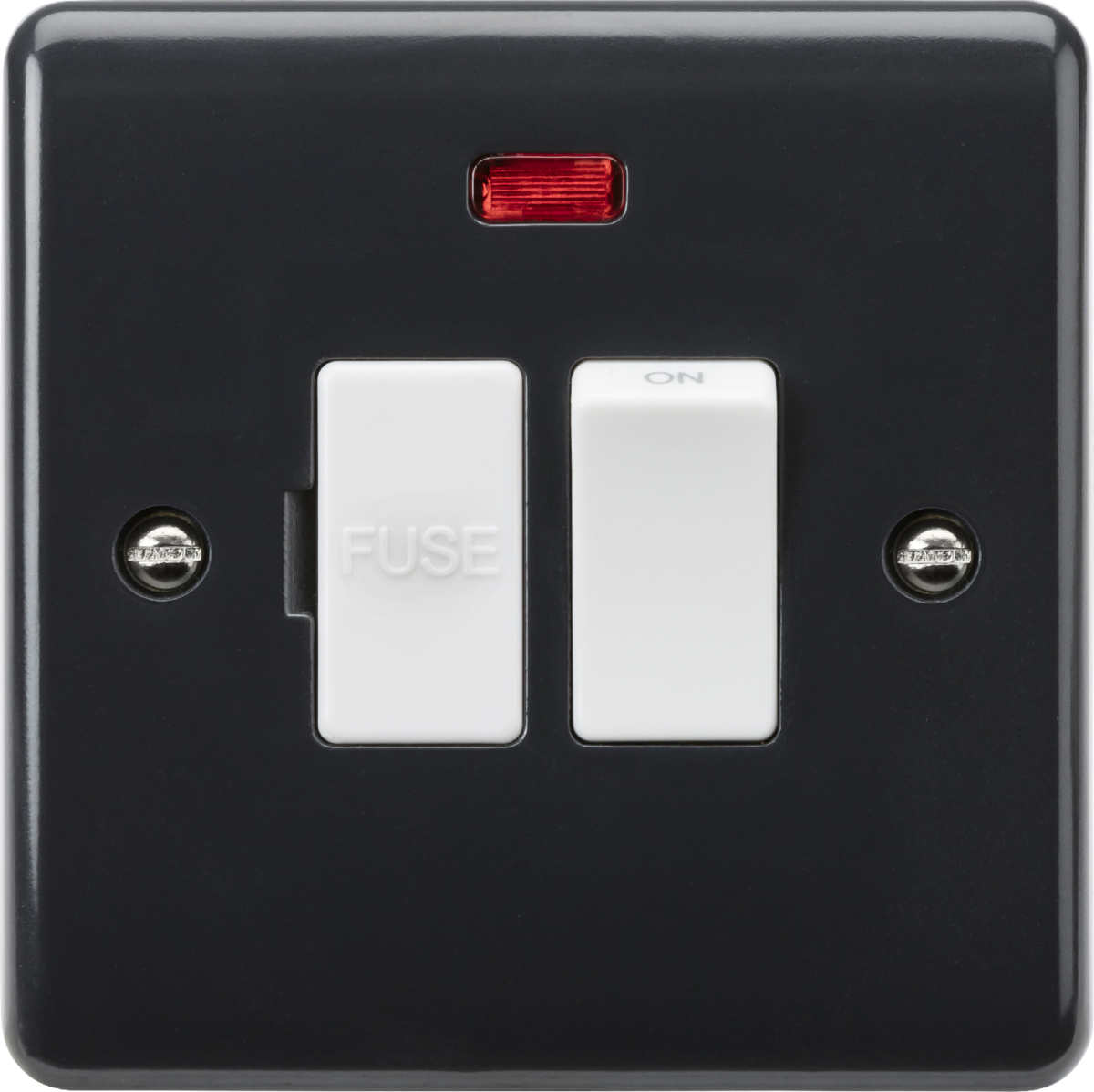 Curved Edge 13A Switched Fused Spur with Neon and Flex Outlet - Anthracite