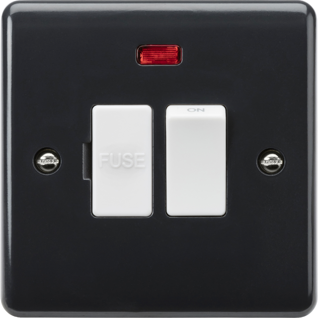 Curved Edge 13A Switched Fused Spur with Neon and Flex Outlet - Anthracite