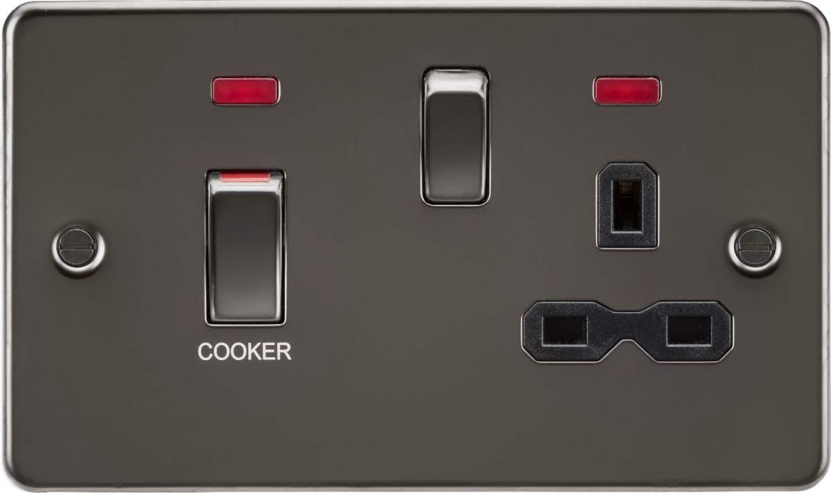 Gunmetal 45A DP Switch with 13A Socket - Ideal for Kitchen