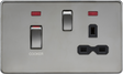 45A DP Switch & 13A Socket with Neons - Black Nickel