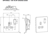 13A 1G DP Switched Socket - Angled View - Polished Chrome