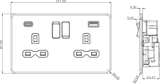 13A Dual USB Socket - Brushed Chrome