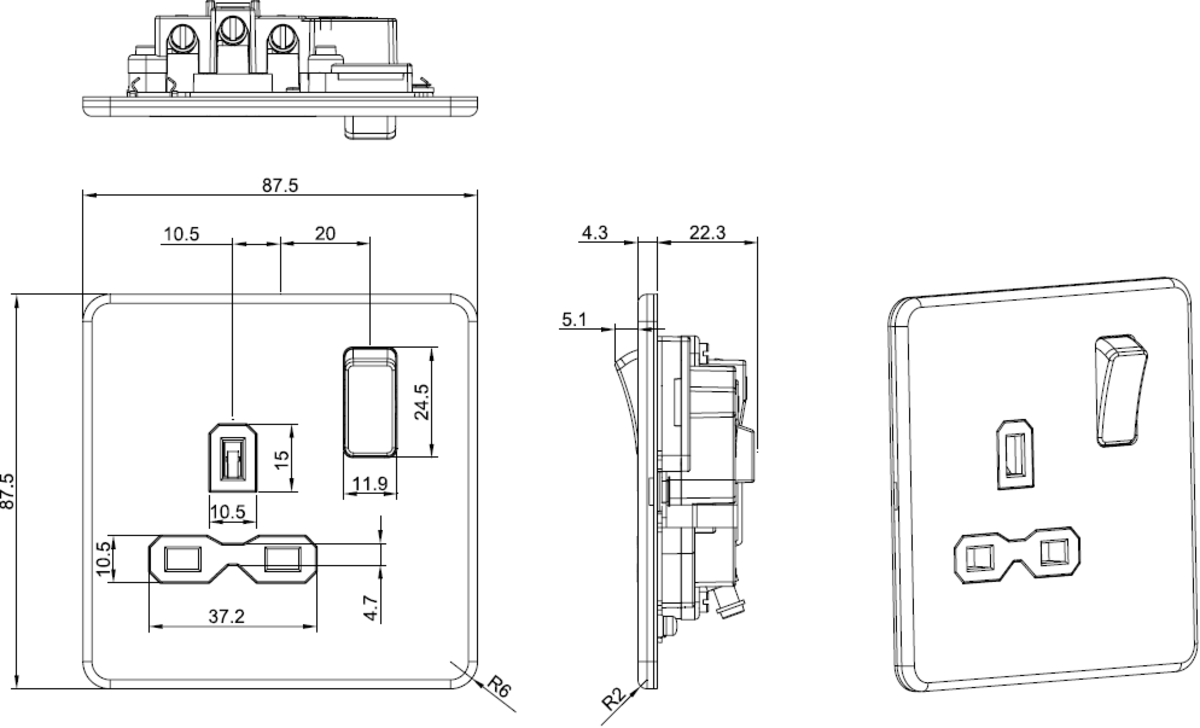 13A 1G DP Switched Socket image