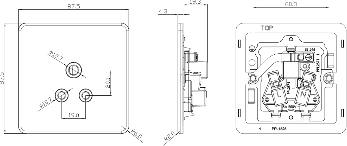 5A Unswitched Round Socket Image - Matt White