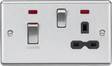 Brushed Chrome 45A DP Switch & 13A Socket with Neons