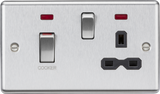 Brushed Chrome 45A DP Switch & 13A Socket with Neons