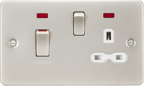 45A DP Switch & 13A Socket with Neons - Pearl with White Insert
