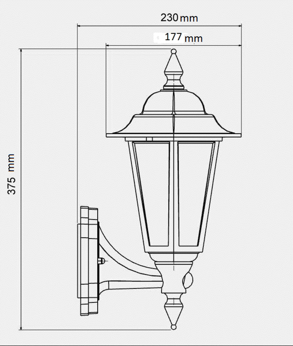 230V IP54 8W LED Wall Lantern with PIR - Cool White