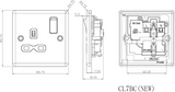 Brushed Chrome DP Switched Socket - 13A 1G with Black Insert