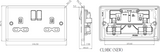 13A 2G DP Switched Socket - Brushed Chrome with White Insert