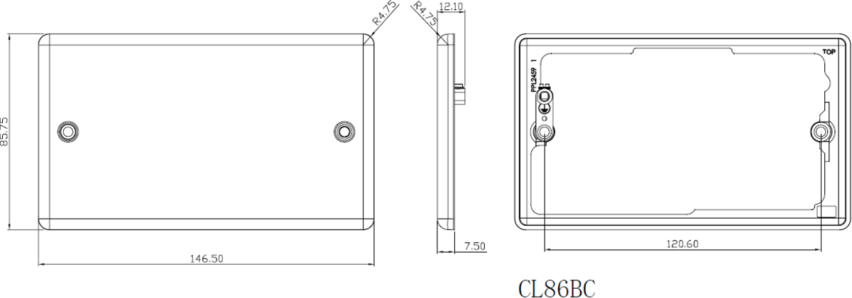 2G Blanking Plate - Brushed Chrome Side View