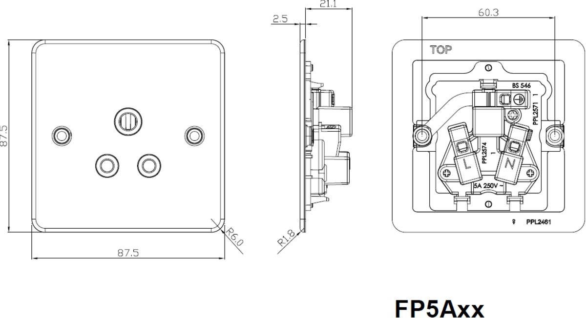 5A Unswitched Socket - Brushed Chrome Design