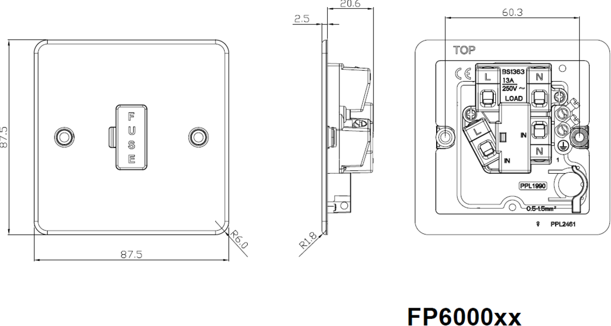 Flat Plate Gunmetal 13A Fused Spur Unit