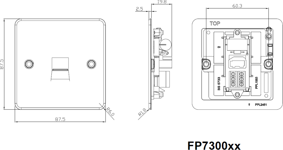 Alternate view of Polished Brass Telephone Master Outlet - FP7300PB