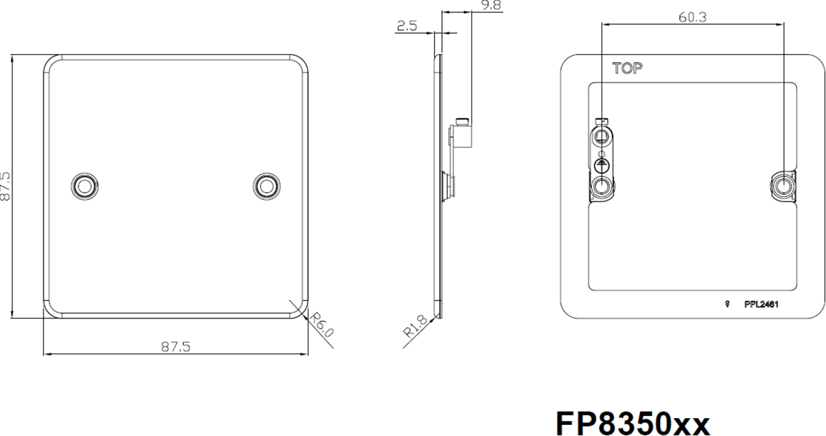 1G Blanking Plate - Polished Brass - Side View