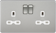 13A 2G DP Switched Socket with Twin Earths - Brushed Chrome