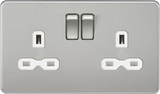 13A 2G DP Switched Socket with Twin Earths - Brushed Chrome