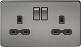 13A 2G DP Switched Socket - Black Nickel with Black Insert