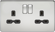 13A 2G DP Switched Socket - Polished Chrome with Black Insert
