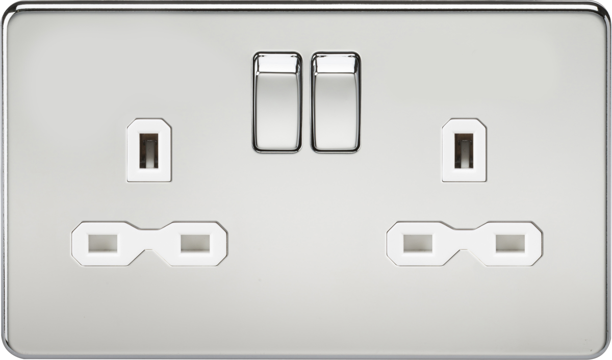13A 2G DP Switched Socket Polished Chrome