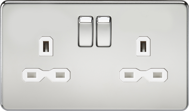 13A 2G DP Switched Socket Polished Chrome