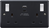 13A 2G Switched Socket with USB A+C - Anthracite