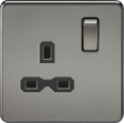 13A 1G DP Switched Socket - Black Nickel with Black Insert