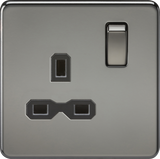 13A 1G DP Switched Socket - Black Nickel with Black Insert