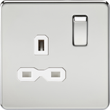 13A 1G DP Switched Socket - Polished Chrome with White Insert