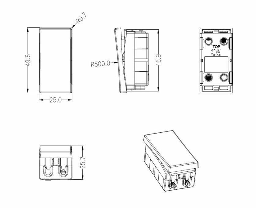 20AX 1G Intermediate Modular Switch - White