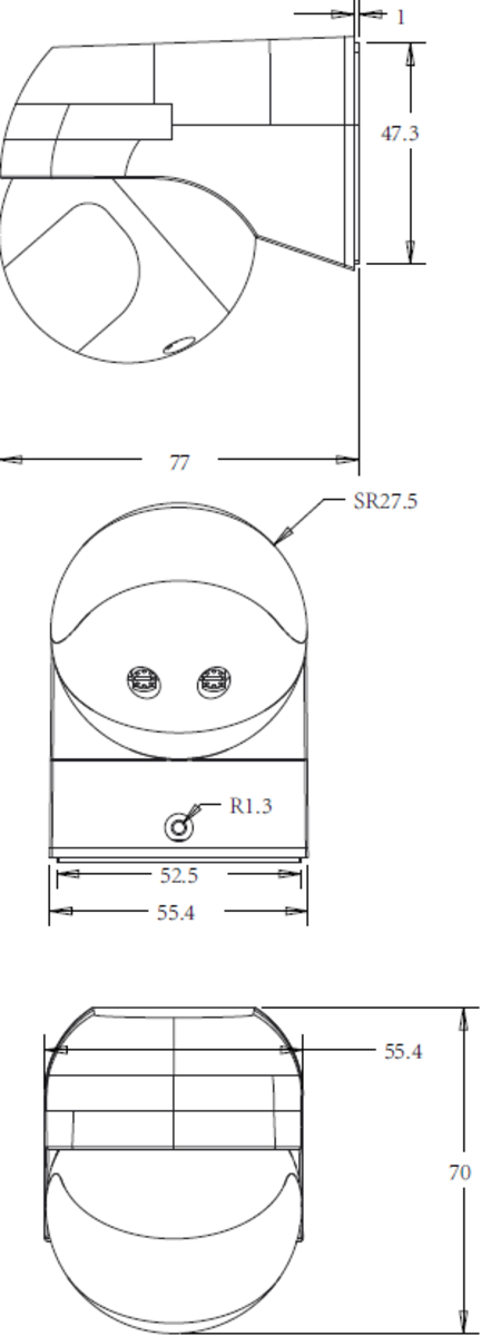 Alternate view of IP44 180° Mini PIR Sensor - Black