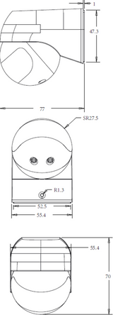 Alternate view of IP44 180° Mini PIR Sensor - Black
