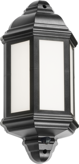 230V IP54 LED Half Wall Lantern with PIR - Black