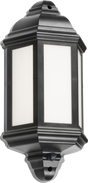 230V IP54 LED Half Wall Lantern with PIR - Black