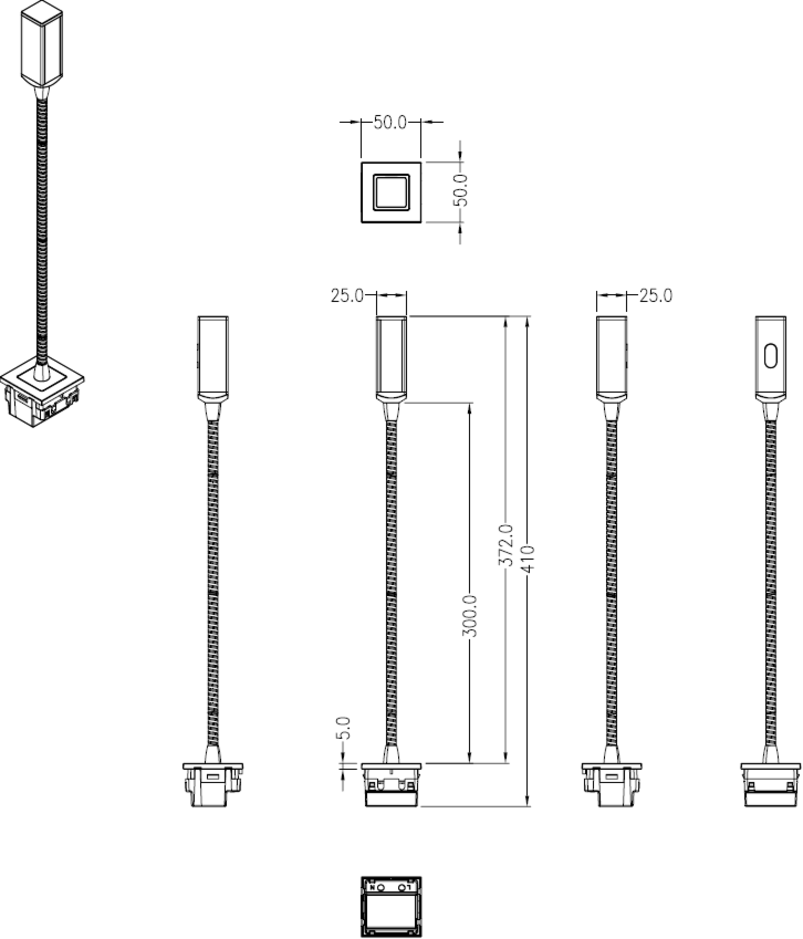 Modular Reading Light 50 x 50mm - Black