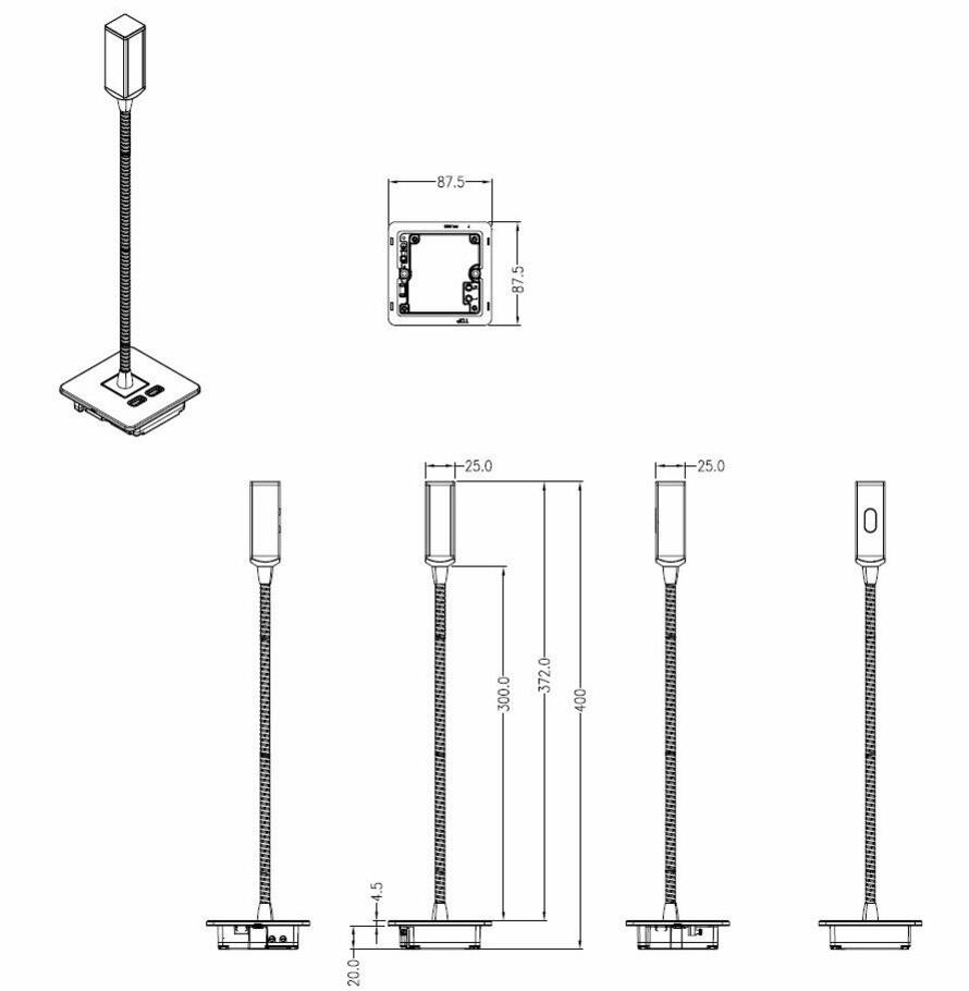Another view of the 230V LED Dimmable Reading Light with Dual USB A+A - Matt White