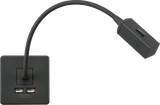 230V LED Dimmable Reading Light with Dual USB A+A - Anthracite