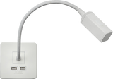 230V LED Dimmable Reading Light with Dual USB A+A - Matt White