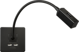 230V LED Dimmable Reading Light with Dual USB A+A - Matt Black