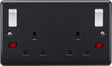 13A 2G DP Switched Socket with Twin Earths and Outboard Rockers and Neons - Anthracite