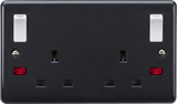 13A 2G DP Switched Socket with Twin Earths and Outboard Rockers and Neons - Anthracite