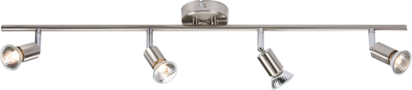 230V GU10 Quad Bar Spotlight - Brushed Chrome