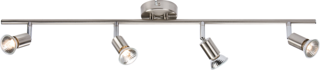 230V GU10 Quad Bar Spotlight - Brushed Chrome
