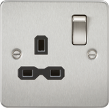 13A 1G DP Switched Socket - Brushed Chrome with Black Insert