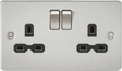 13A 2G DP Switched Socket - Brushed Chrome with Black Insert