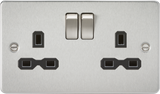 13A 2G DP Switched Socket - Brushed Chrome with Black Insert